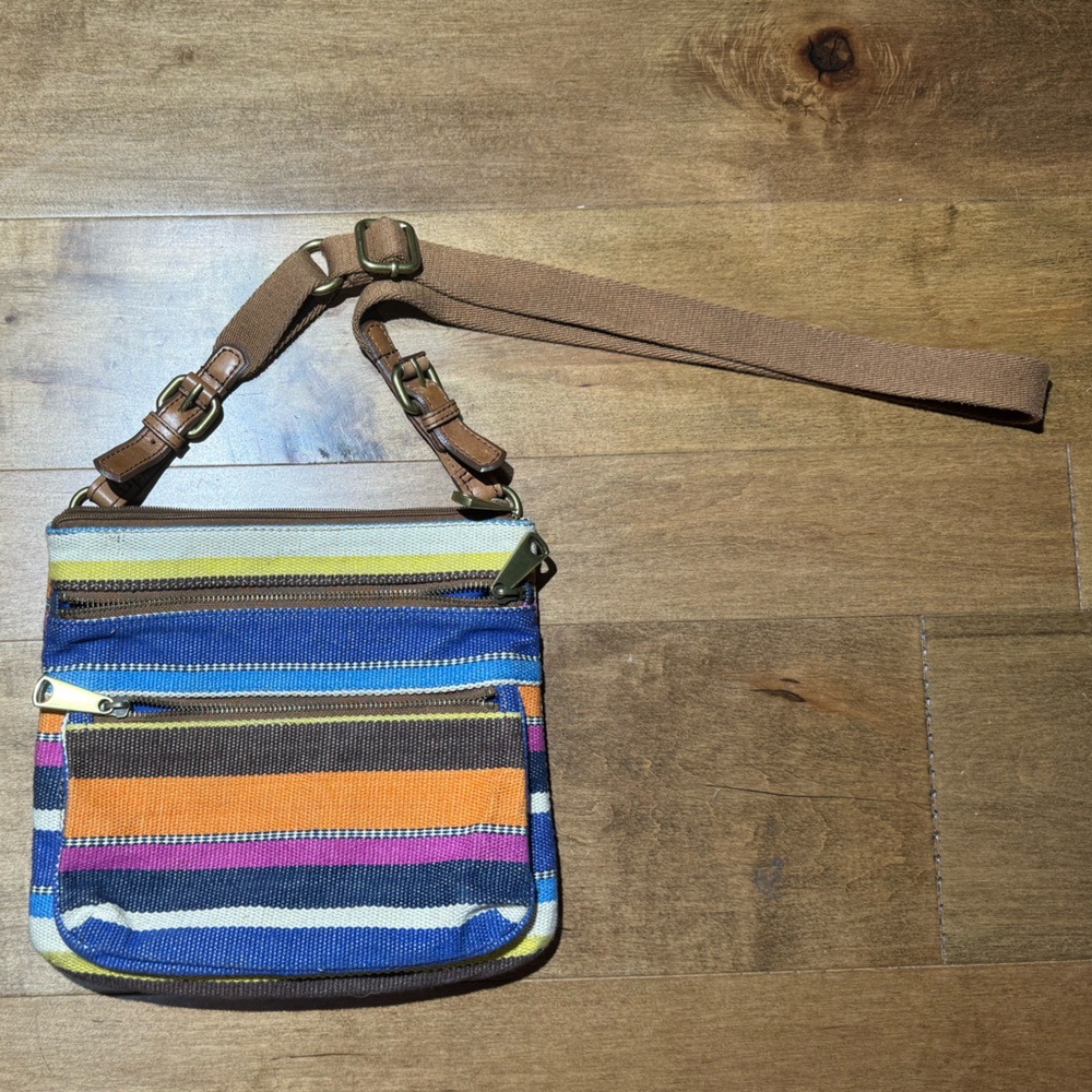 Fossil Explorer Striped Multicolored Crossbody Bag - image 3